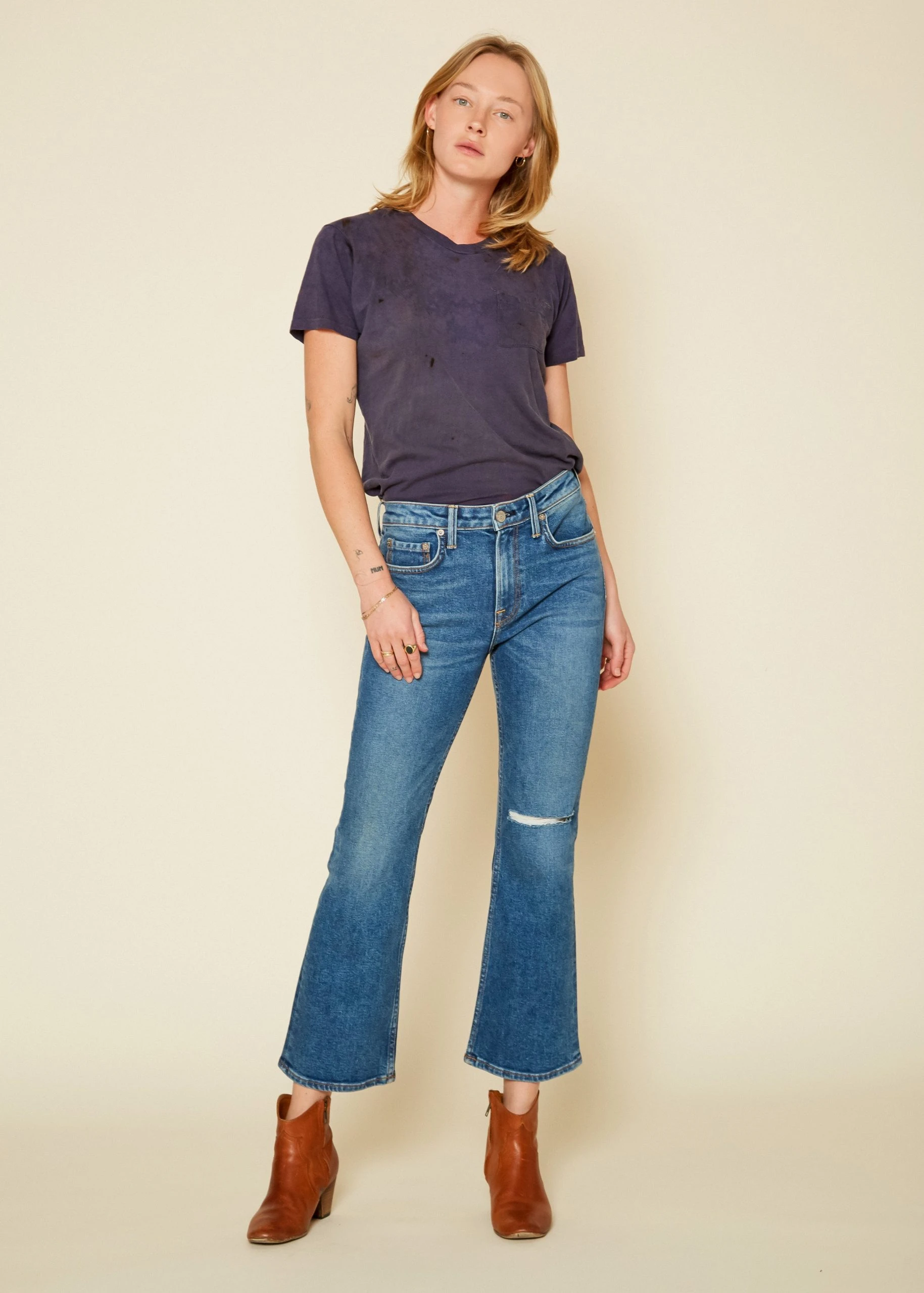 NOEND Denim Farrah Kick Flare Jeans In Hope - Image 6