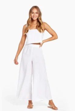 Vitamin A Tallows Wide Leg Pant - EcoLinen White