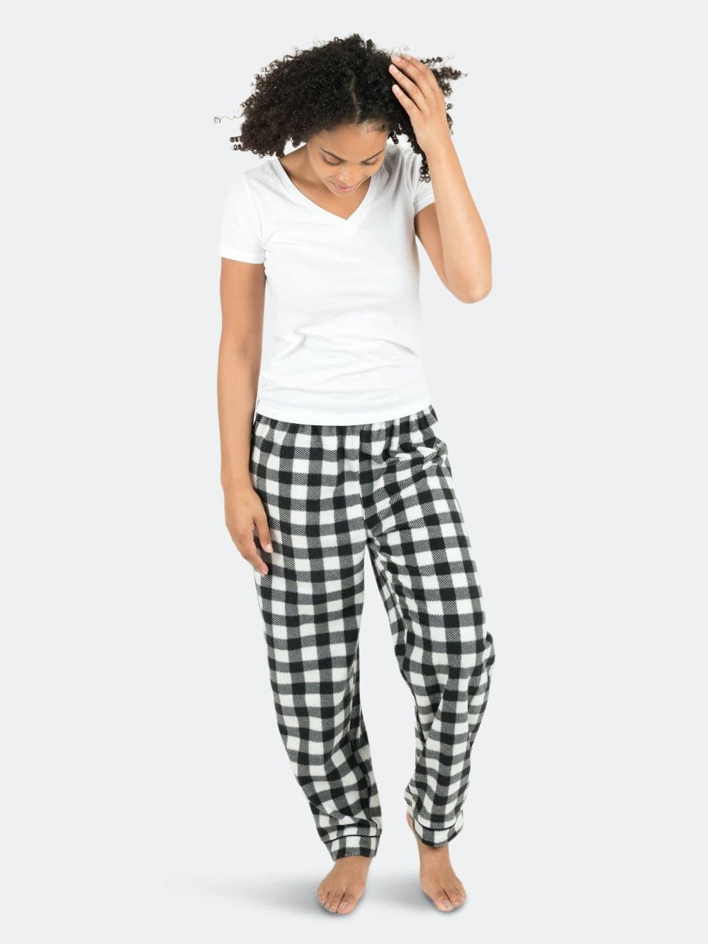 Leveret Womens Plaid Fleece Pants - Image 4