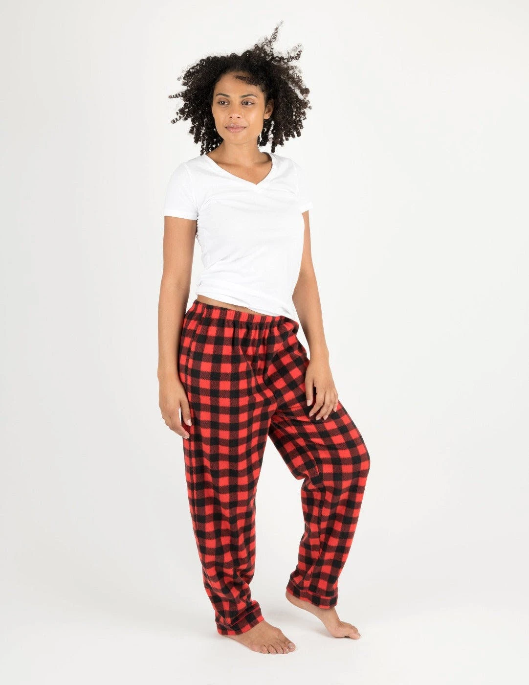 Leveret Womens Plaid Fleece Pants - Image 2