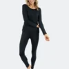 Leveret Womens Neutral Solid Color Thermal Pajamas