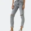 Grey Lab Mid Rise Distressed Ankle Skinny Jeans