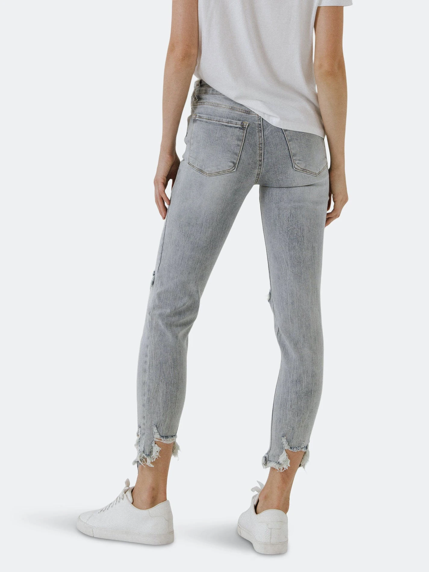 Grey Lab Mid Rise Distressed Ankle Skinny Jeans - Image 3