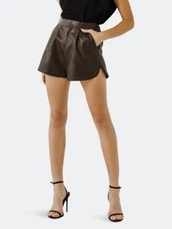 Grey Lab Faux Leather Shorts