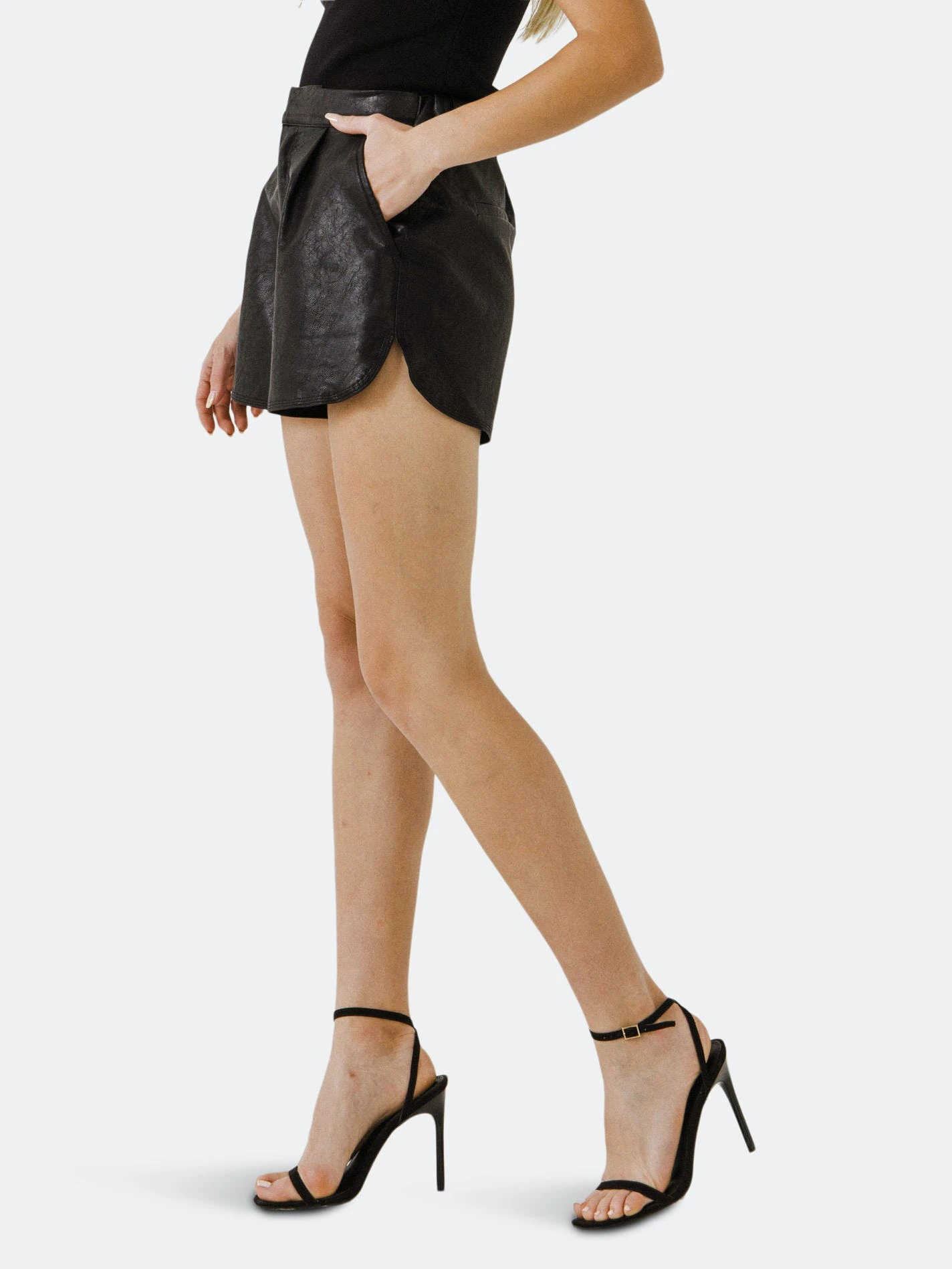 Grey Lab Faux Leather Shorts - Image 7