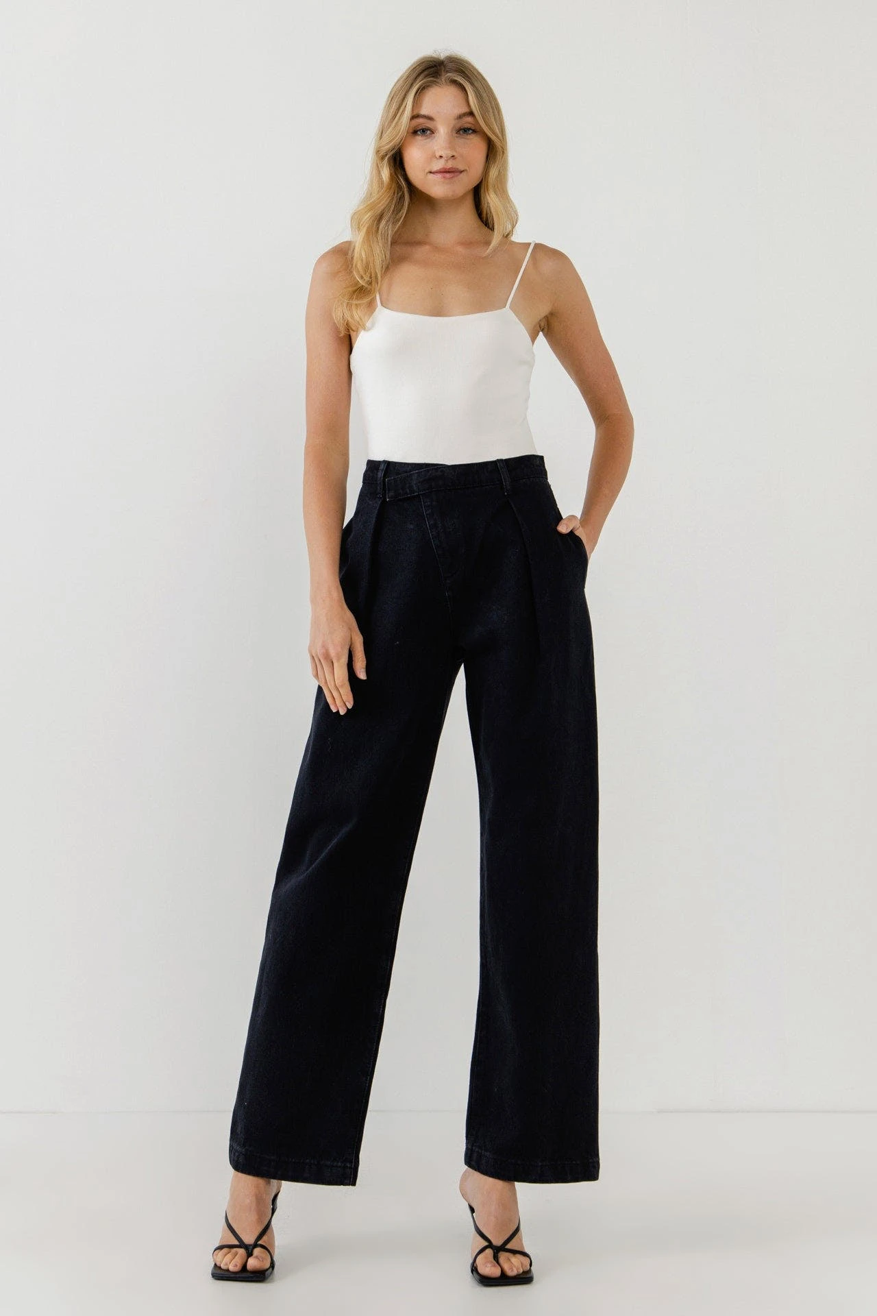 Grey Lab Pleat Tuck Straight Leg Jean - Image 6