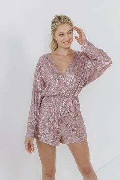 Endless Rose Front Wrap Sequins Romper