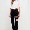Endless Rose Cut Out Ripped Straight Leg Denim