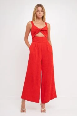 Endless Rose Soft Touch Plisse Twist Jumpsuit