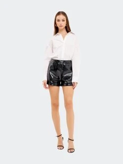 Grey Lab Shiny PU Shorts