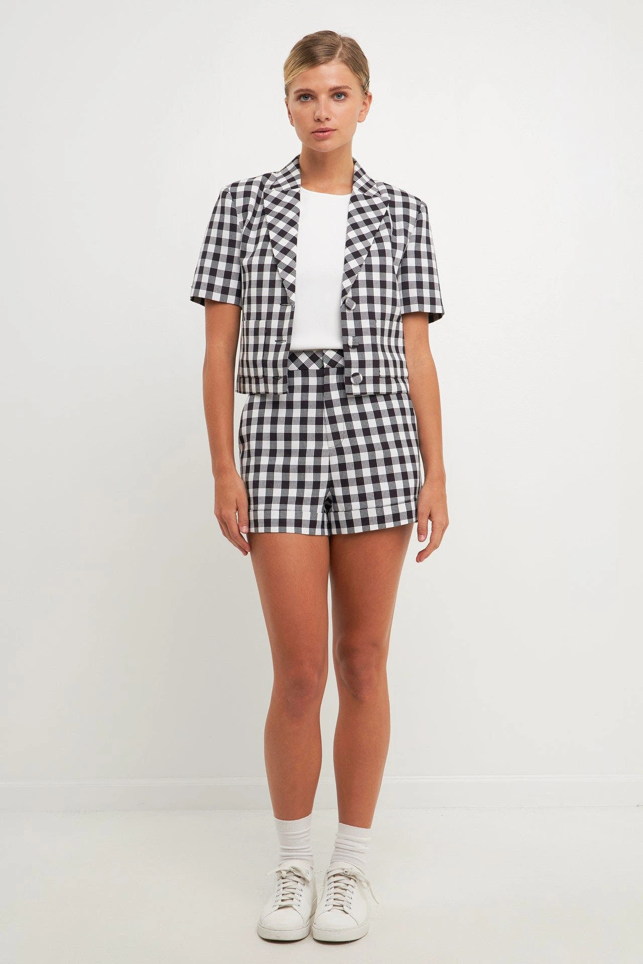 English Factory High-Waisted Gingham Shorts