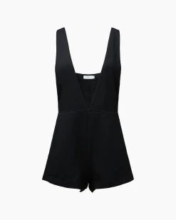 Onia Crinkle Pull On Romper - Black
