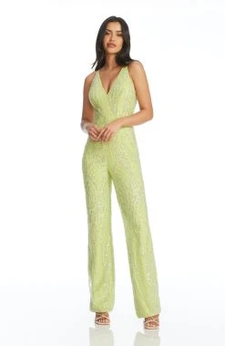 Dress The Population Charlie Lemongrass Sequin Jumpsuit