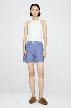 ANINE BING Liam Boxer Short - Blue And White Stripe