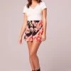 B.O.G. Collective Shake It Up Black Floral Smocked Waist Shorts - Black/Spiced Coral