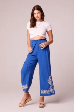 B.O.G. Collective Marta Royal Blue Embroidered Pants