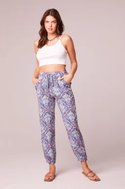 B.O.G. Collective Yazmin Blue Paisley Pattern Pants