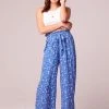B.O.G. Collective Amila Blue Floral Wide Leg Pants