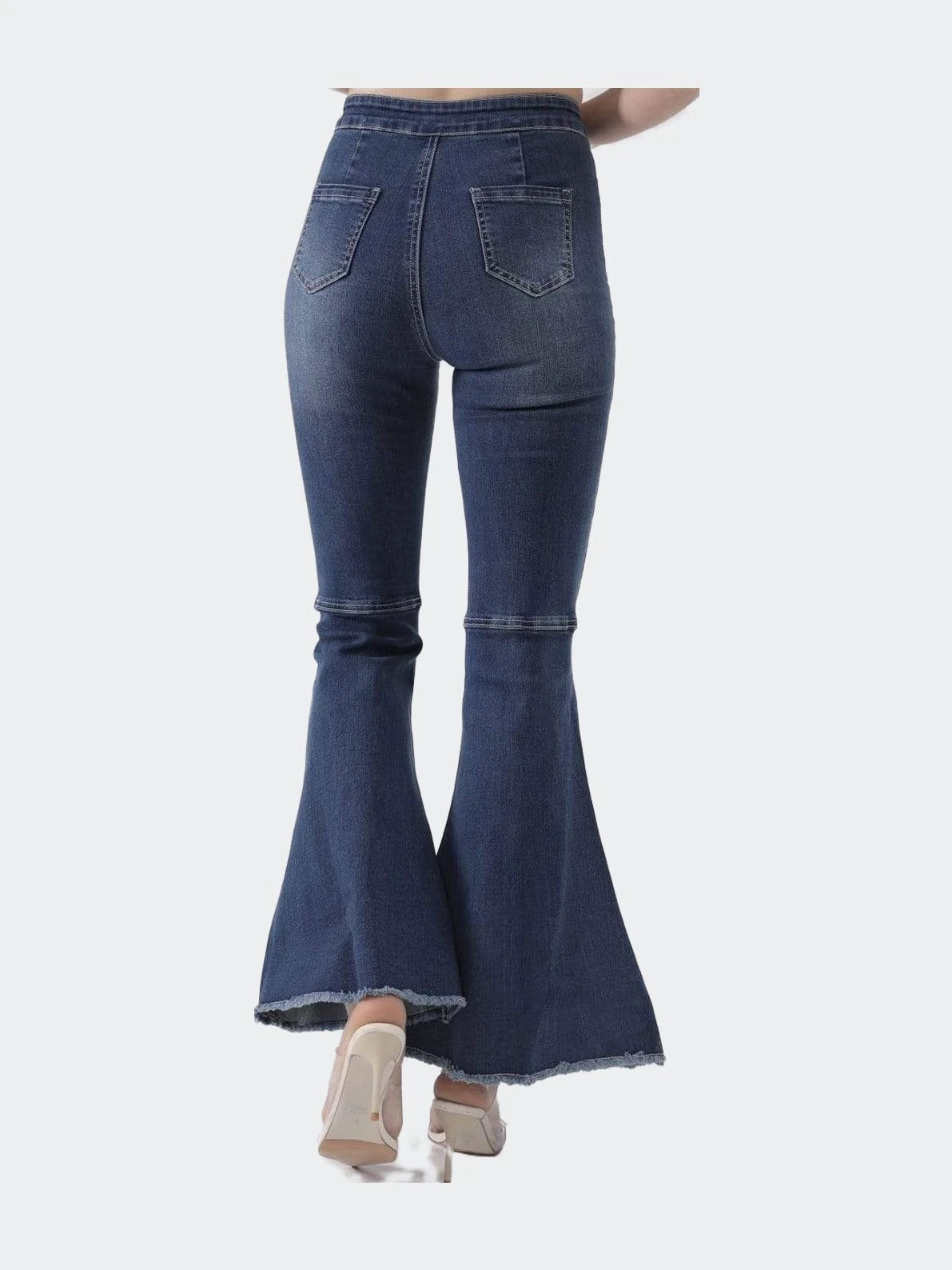 Anna-Kaci Distressed High Waist Classic Denim Bell Bottom Jeans - Image 5