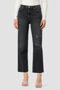 Hudson Jeans Remi High-Rise Straight Crop Jean - Black Rain