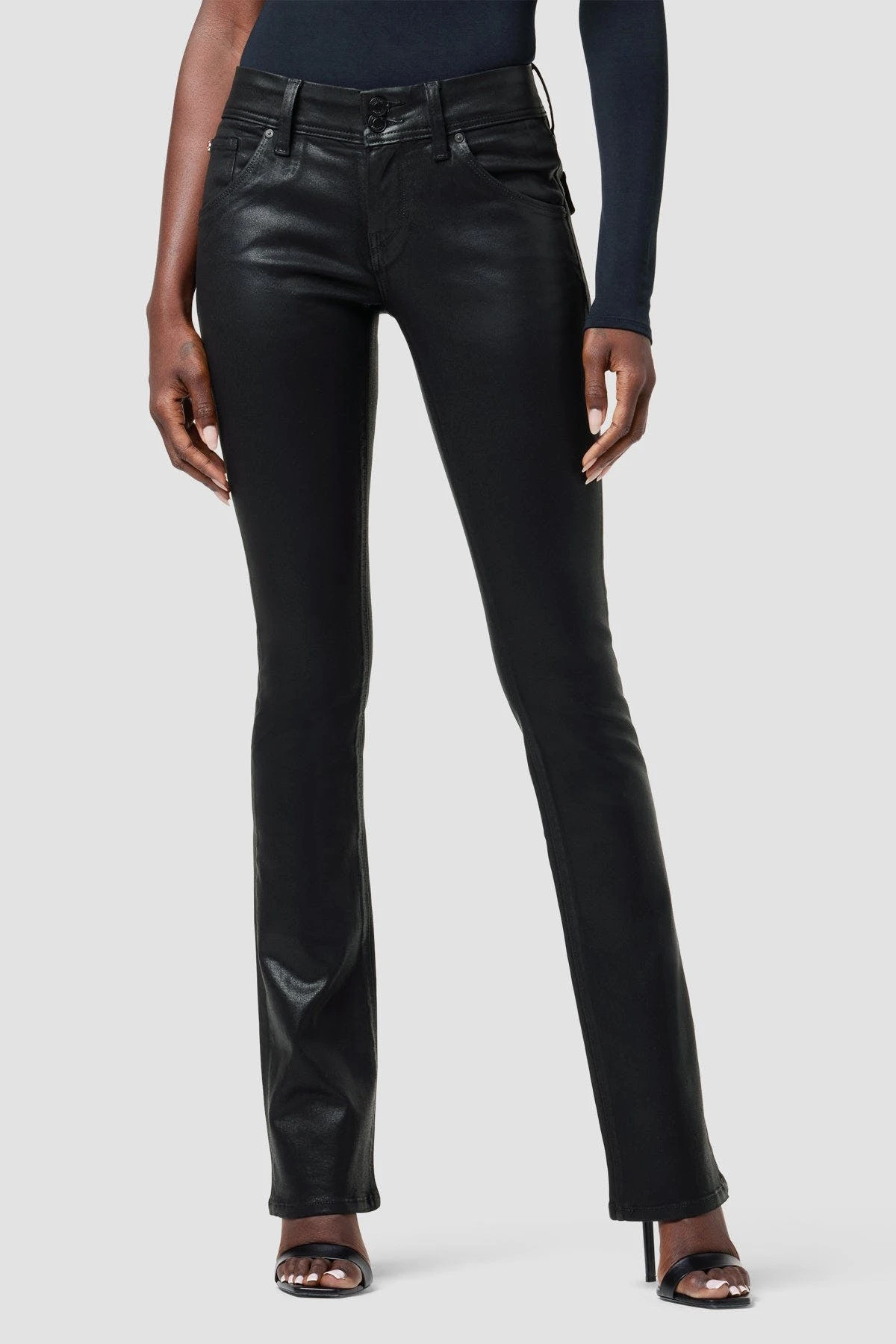 Hudson Jeans Beth Mid-Rise Baby Bootcut Jean - Coated Black Beauty