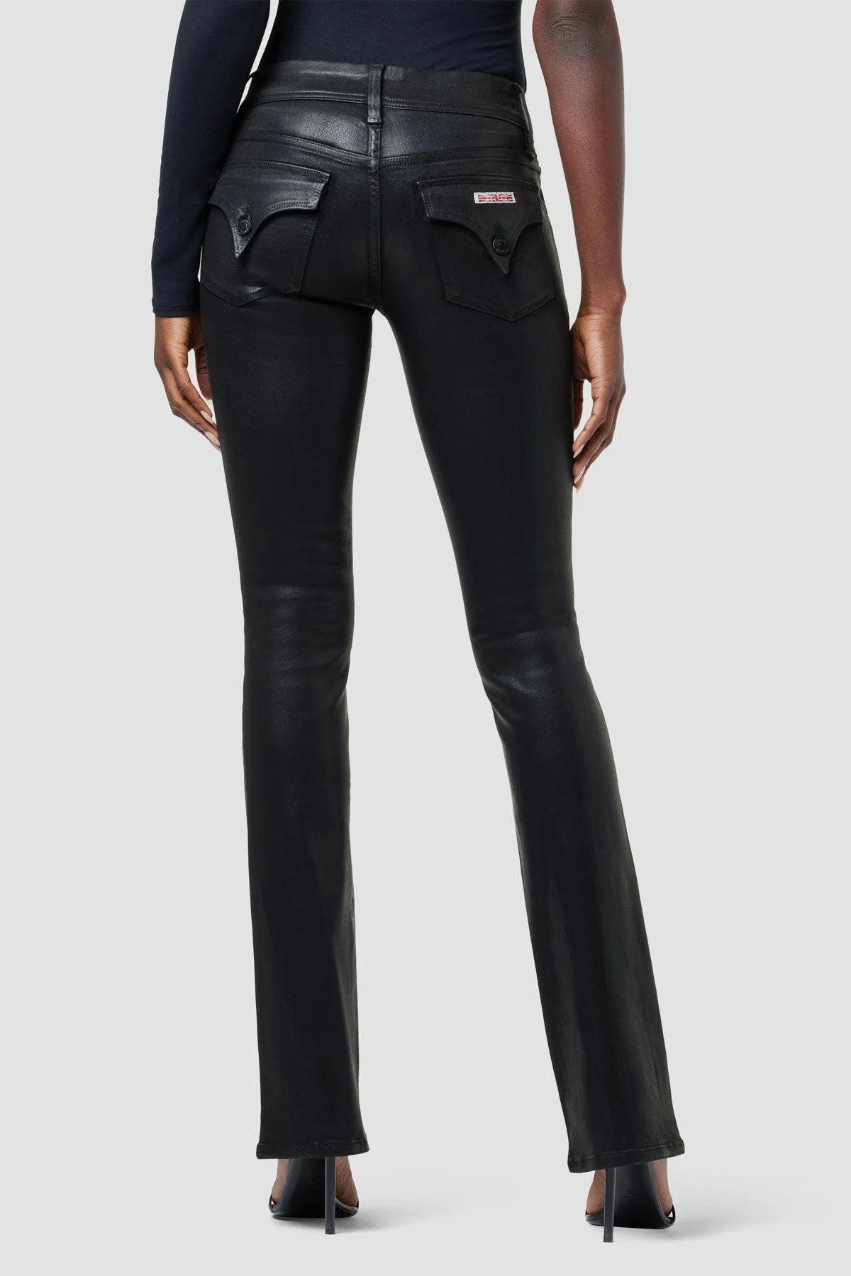 Hudson Jeans Beth Mid-Rise Baby Bootcut Jean - Coated Black Beauty - Image 3