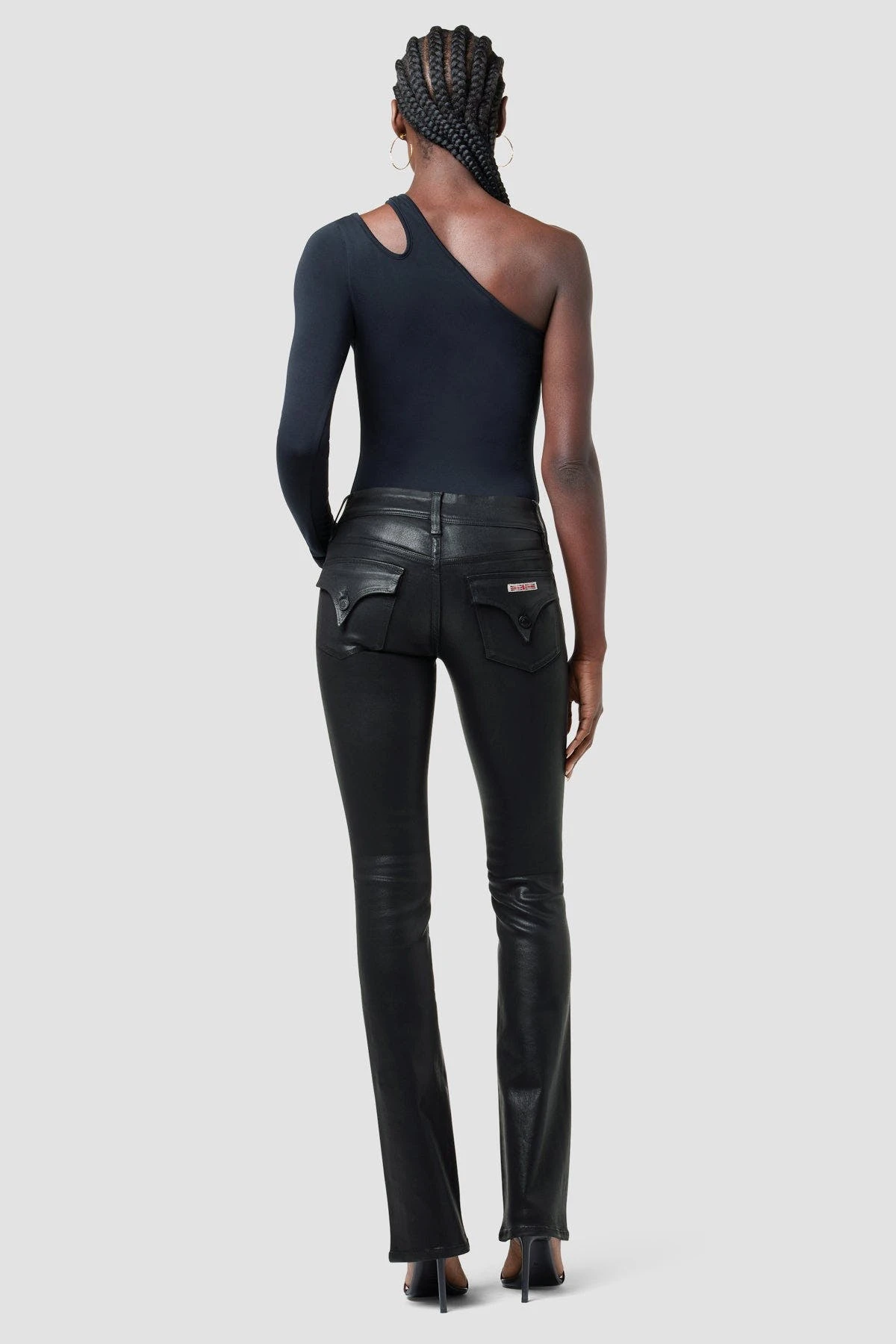 Hudson Jeans Beth Mid-Rise Baby Bootcut Jean - Coated Black Beauty - Image 7