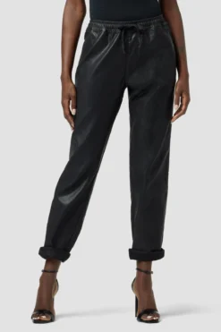 Hudson Jeans Lounge Track Pant - Coated Black Beauty