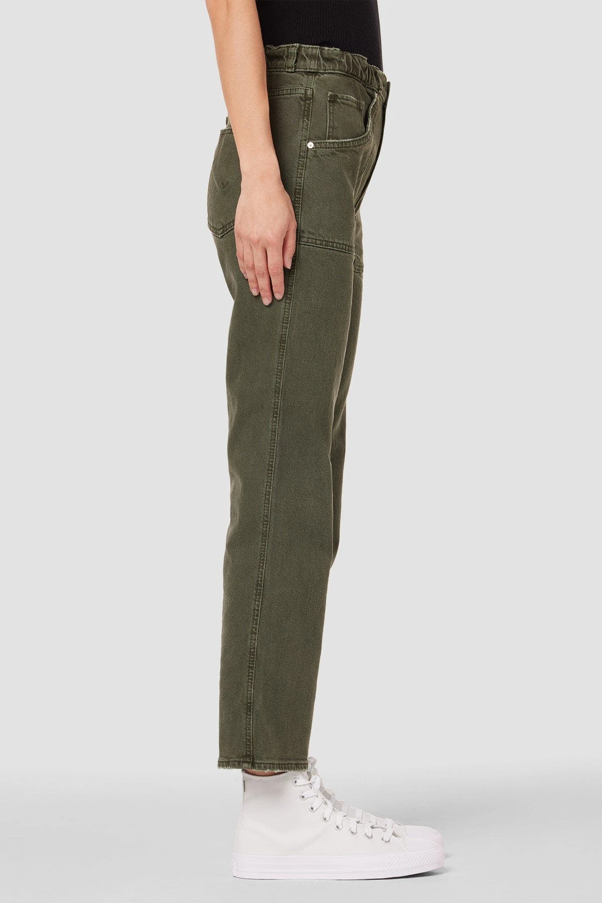 Hudson Jeans Remi High-Rise Straight Ankle Jean With Elastic Waist Band - Rifle Green