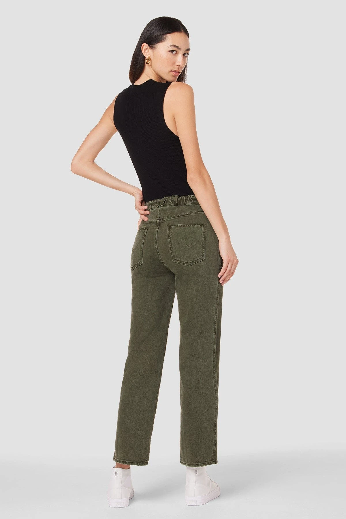 Hudson Jeans Remi High-Rise Straight Ankle Jean With Elastic Waist Band - Rifle Green - Image 5