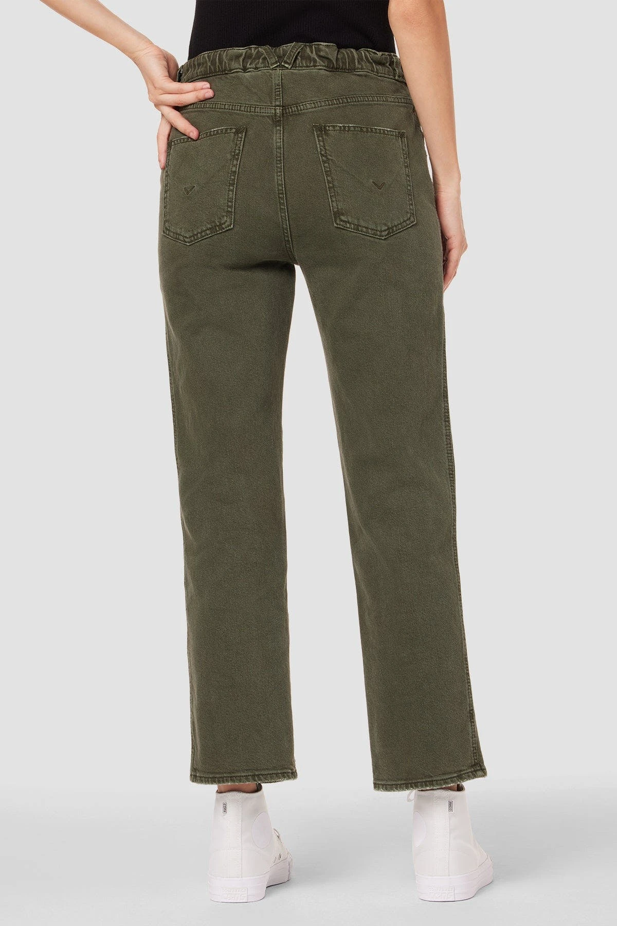 Hudson Jeans Remi High-Rise Straight Ankle Jean With Elastic Waist Band - Rifle Green - Image 2