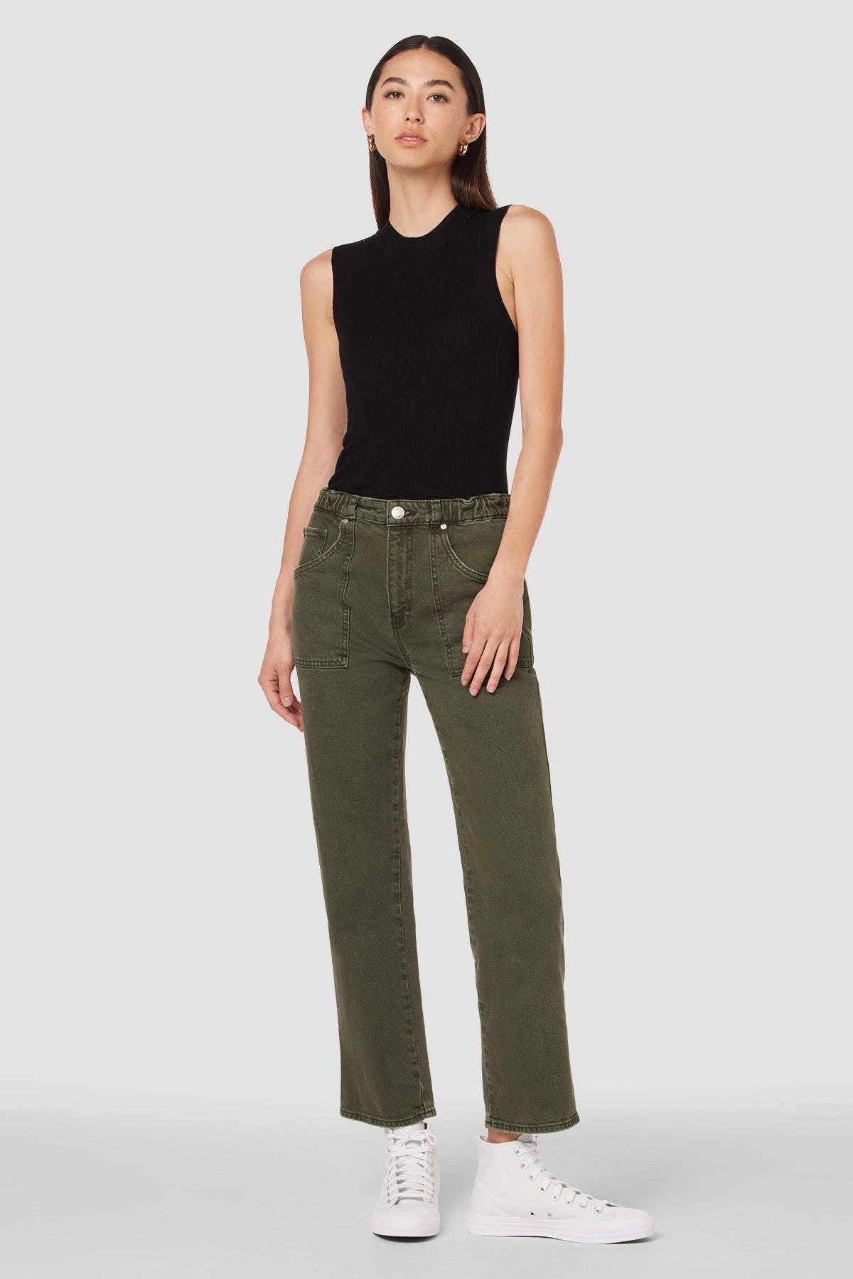 Hudson Jeans Remi High-Rise Straight Ankle Jean With Elastic Waist Band - Rifle Green - Image 6