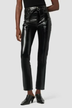 Hudson Jeans Utility Cargo Ankle Straight Pant - Black Patent