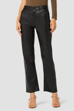 Hudson Jeans Remi High-Rise Vegan Leather Straight Pant - Black