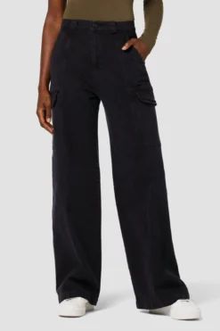Hudson Jeans Igh Rise Wide Leg Cargo Pant - Black