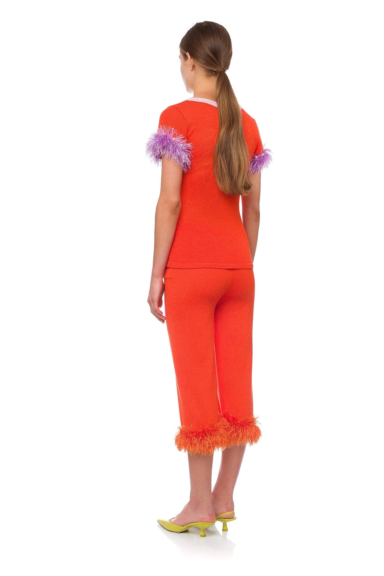 Andreeva Golden Poppy Knit Pants With Handmade Knit Details - Image 6