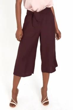 Lahive LAZZARO Cropped Cheery Chocolate Palazzo Pant