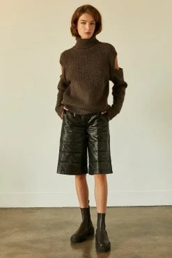 Crescent Amanda Vegan Leather Bermuda Shorts