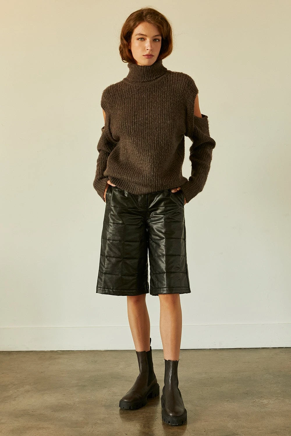 Crescent Amanda Vegan Leather Bermuda Shorts