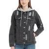 Anna-Kaci Detachable Hoodie Denim Distressed Jean Jacket
