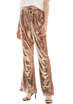 Anna-Kaci Sparkly Sequin Flare Wide Leg Pants