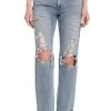 Avec Les Filles Distressed Straight Leg Jeans