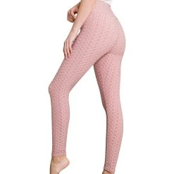 SOBEYO Womens&apos; Legging Bubble Stretchable Fabric Yoga Fitness Work-out Sport Pink