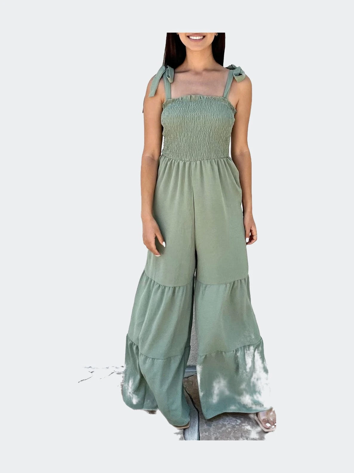 Anna-Kaci Tie Shoulder Tiered Jumpsuit - Image 2