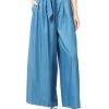 Anna-Kaci Chambray Tie Wide-Leg Palazzo Jeans