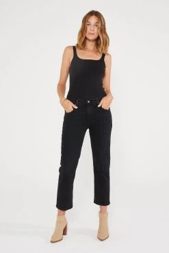 ETICA Rae Mid Rise Straight Jeans - Onyx