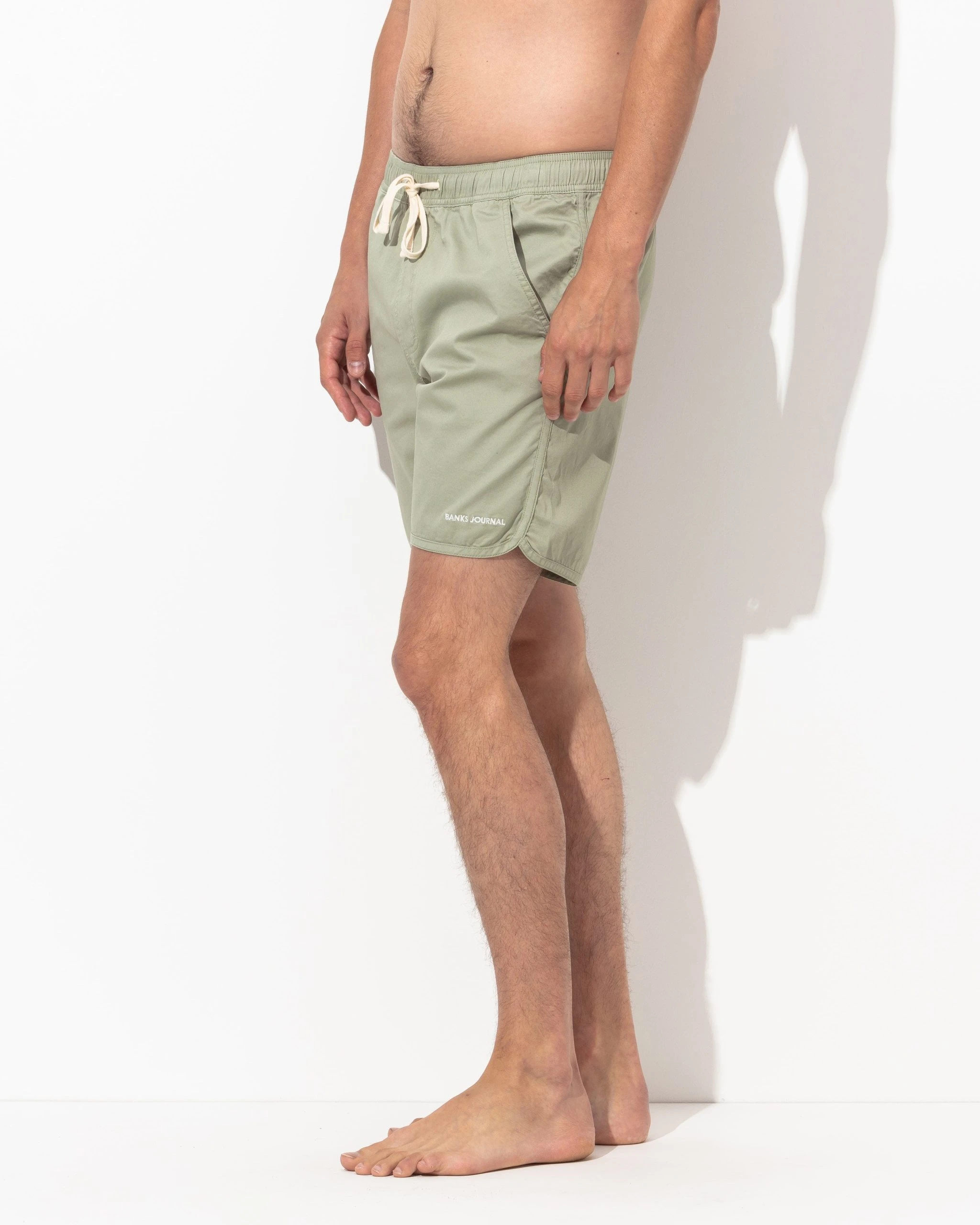 Banks Journal Label Elastic Boardshort - Green Tea - Image 5