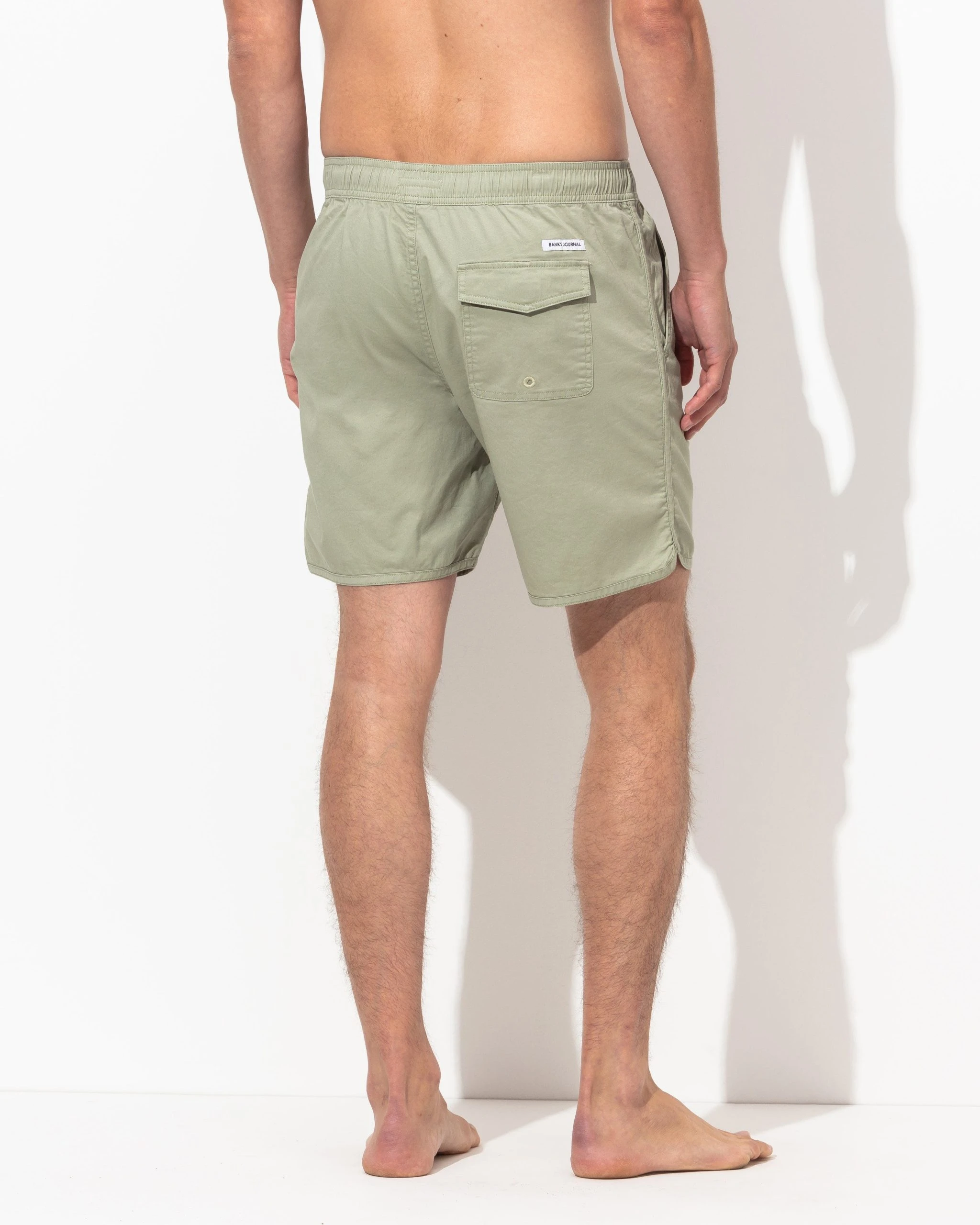 Banks Journal Label Elastic Boardshort - Green Tea - Image 6