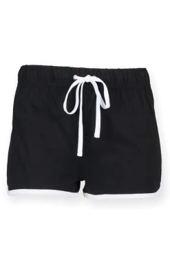 SKINNI FIT Womens/Ladies Retro Training/Fitness Sports Shorts (Black/ White)