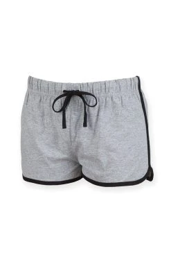 SKINNI FIT Womens/Ladies Retro Training/Fitness Sports Shorts (Heather Gray/ Black)